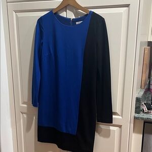 Trina Turk Blue and Black Long Sleeve Dress